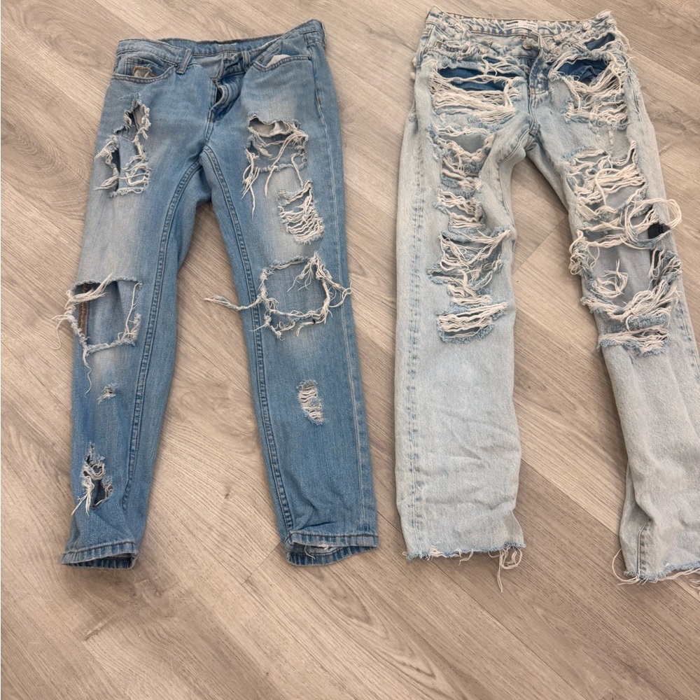 2 pairs Distressed Berksha and BDG Blue Jeans